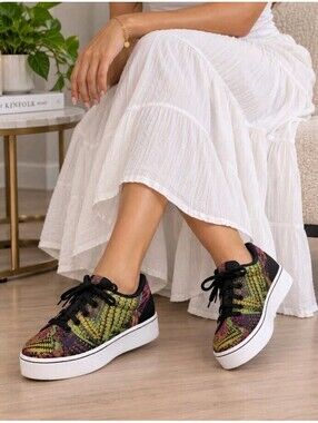 Pineda Covalin Women’s US 7 Platform Sneakers Multicolor Textile Made in Mexico